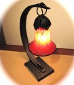 Art Deco Iron Table Lamp • Bohemian Glass Shade
