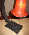 Art Deco Iron Table Lamp • Bohemian Glass Shade