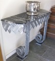Art Deco Iron & Marble Console With Matching Mirror
