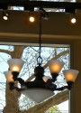 Classic Czechoslovakian Art Deco bronzed 5 arm chandelier