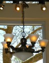 Classic Czechoslovakian Art Deco bronzed 5 arm chandelier