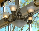 Classic Czechoslovakian Art Deco bronzed 5 arm chandelier