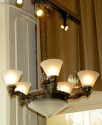 Classic Czechoslovakian Art Deco bronzed 5 arm chandelier