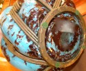 Original Blue spotted glass with iron in Lorraine style vase