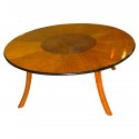 Great art deco custom-design round coffee table with multi color woods