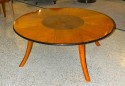 Great art deco custom-design round coffee table with multi color woods