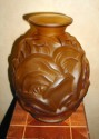 Charles Catteau signed glass vase in amber color