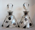 1930s Czech Art Deco Petite Crystal Decanter • Pair