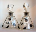 1930s Czech Art Deco Petite Crystal Decanter • Pair