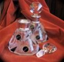 1930s Czech Art Deco Petite Crystal Decanter • Pair