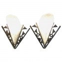 Original French iron and glass sconces modernist 1930′s
