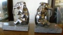 Chrome Plated Elephants Bookends French Art Deco