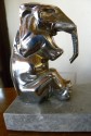 Chrome Plated Elephants Bookends French Art Deco