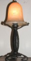 French Iron Table Lamp with Alabaster Shade