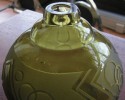 Bottle-Green Glass Vase acid-etched French