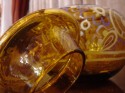 1930s French Painted Amber Glass Jar with Lid