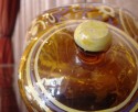 1930s French Painted Amber Glass Jar with Lid