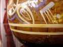 1930s French Painted Amber Glass Jar with Lid