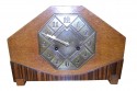 Striking Art Deco Mantle Clock with mixed wood and brass detail