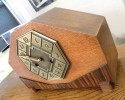 Striking Art Deco Mantle Clock with mixed wood 