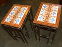 Custom Art Deco iron and tile end tables