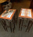 Custom Art Deco iron and tile end tables