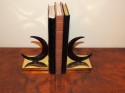 Chase Crescent Moon Bakelite and Brass Bookends