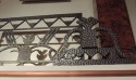 art deco iron fire screen with andirons