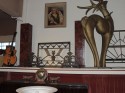 art deco iron fire screen with andirons