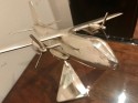 Art Deco Nickel Vintage Twin Prop Cargo Airplane Model