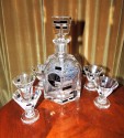 Art Deco Czech Glass Decanter in Palda Style