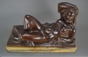 Art Deco Masterpiece Bronze Reclining Sculpture Important Belgian Artist JAN ANTEUNIS 