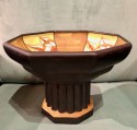 Catteau Geometric Large Pedestal Bowl Belgian Ceramic