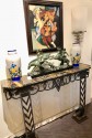 Art Deco Iron and Marble Grand Console Geometric French Style