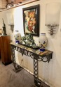 Art Deco Iron and Marble Grand Console Geometric French Style