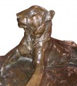 Classic Bronze Lion Statue by Josue Dupon Belgian Sculptor Art Deco