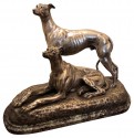 Art Deco Greyhound Dogs Bronze Sculpture by S. Bizard