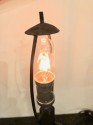 French Art Deco Table Lamp Fer Forge Modernist Glass