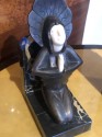 Roland Paris Bronze Ivoroid Praying Bookends Art Deco Iron Marble