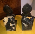Roland Paris Bronze Ivoroid Praying Bookends Art Deco Iron Marble