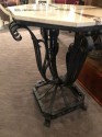 Art Deco Iron Table With Two-Tone Marble Inlay Top Custom