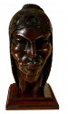 Exotic Indian Art Deco Sculpted Head in Wood by Arias