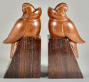 Art Deco Bookends of Parrots in Wood by George Laurent