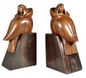 Art Deco Bookends of Parrots in Wood by George Laurent