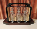 Art Deco Tantalus Decanter Set in Crystal, Wood and Chrome