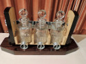 Art Deco Tantalus Decanter Set in Crystal, Wood and Chrome