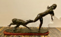 Ary Bitter Bronze Art Deco Sculpture Woman Running with Lambs