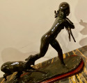 Ary Bitter Bronze Art Deco Sculpture Woman Running with Lambs