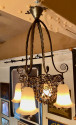 Edgar Brandt Gingko Leaves Chandelier 4 Daum Glass Shades Signed 