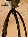 Edgar Brandt Gingko Leaves Chandelier 4 Daum Glass Shades Signed 